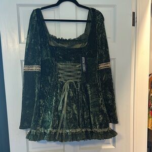 Dolls Kill Current Mood Forest Velvet Dress